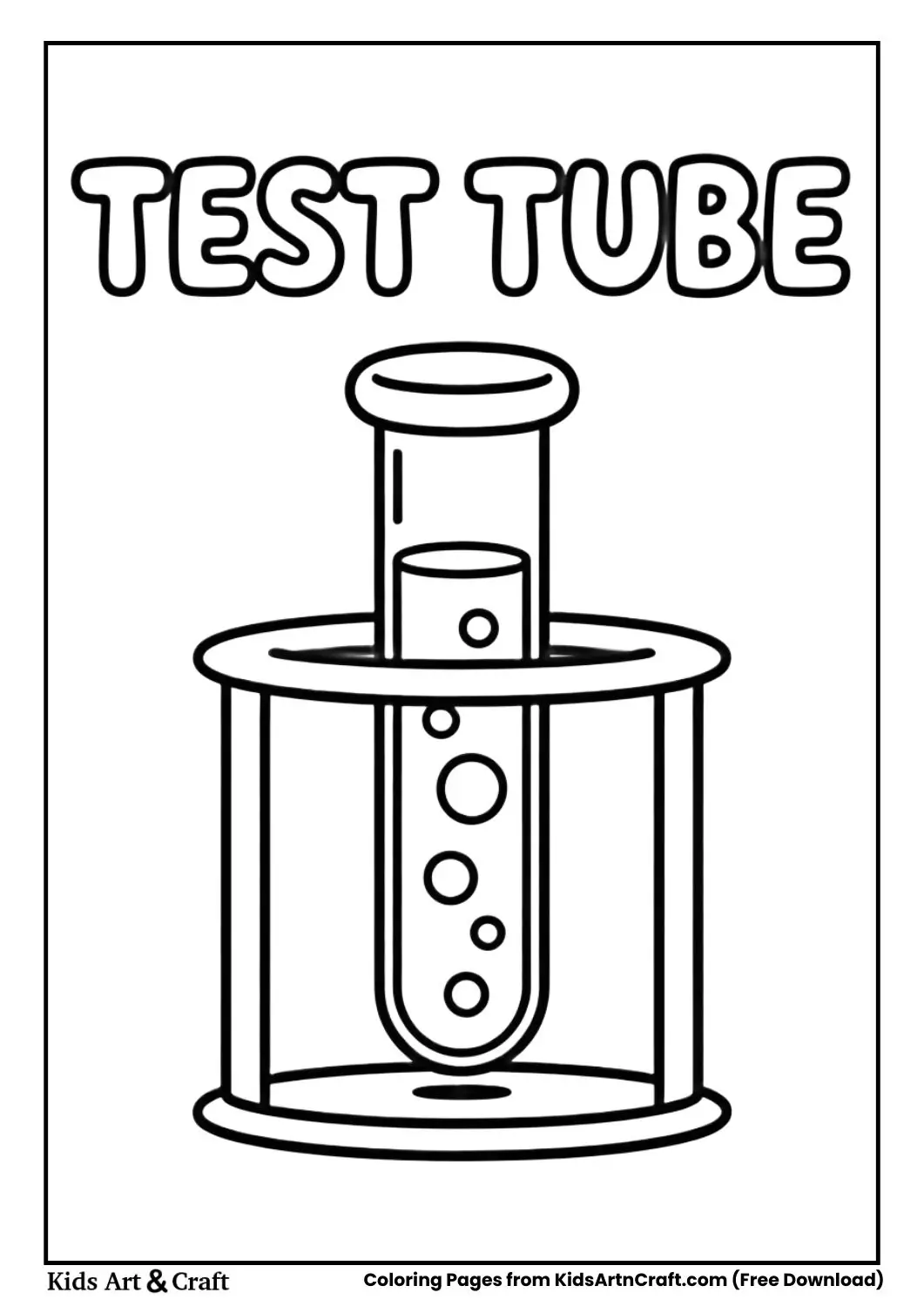 test tube laboratory tool black and white coloring page for kids
