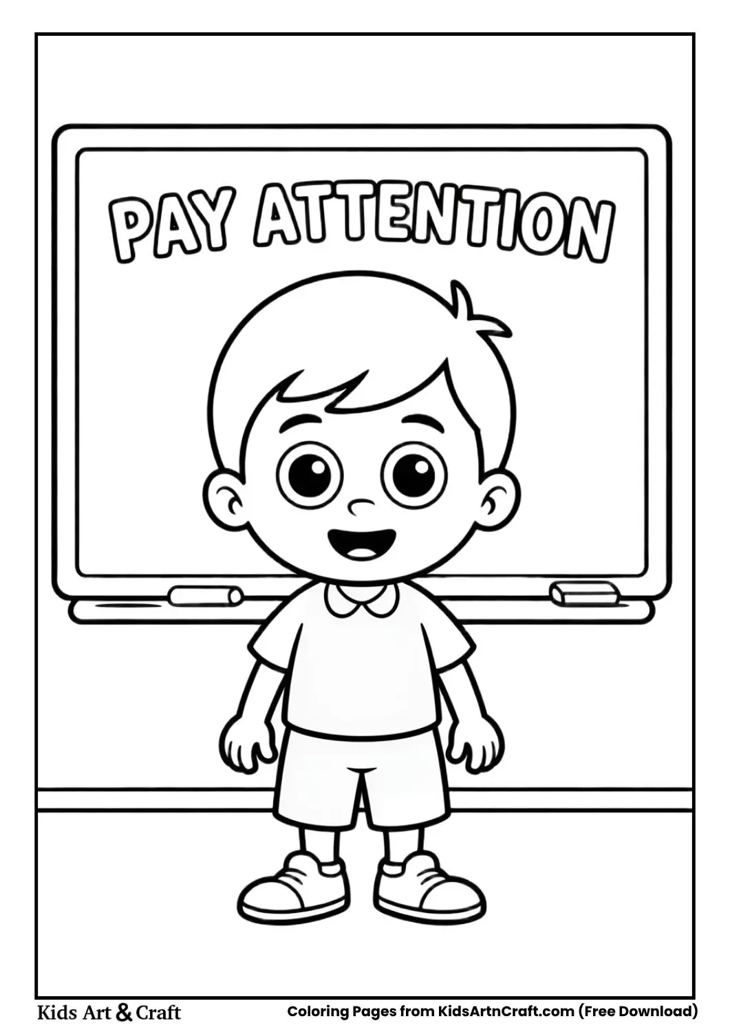 Student paying attention to teacher coloring page