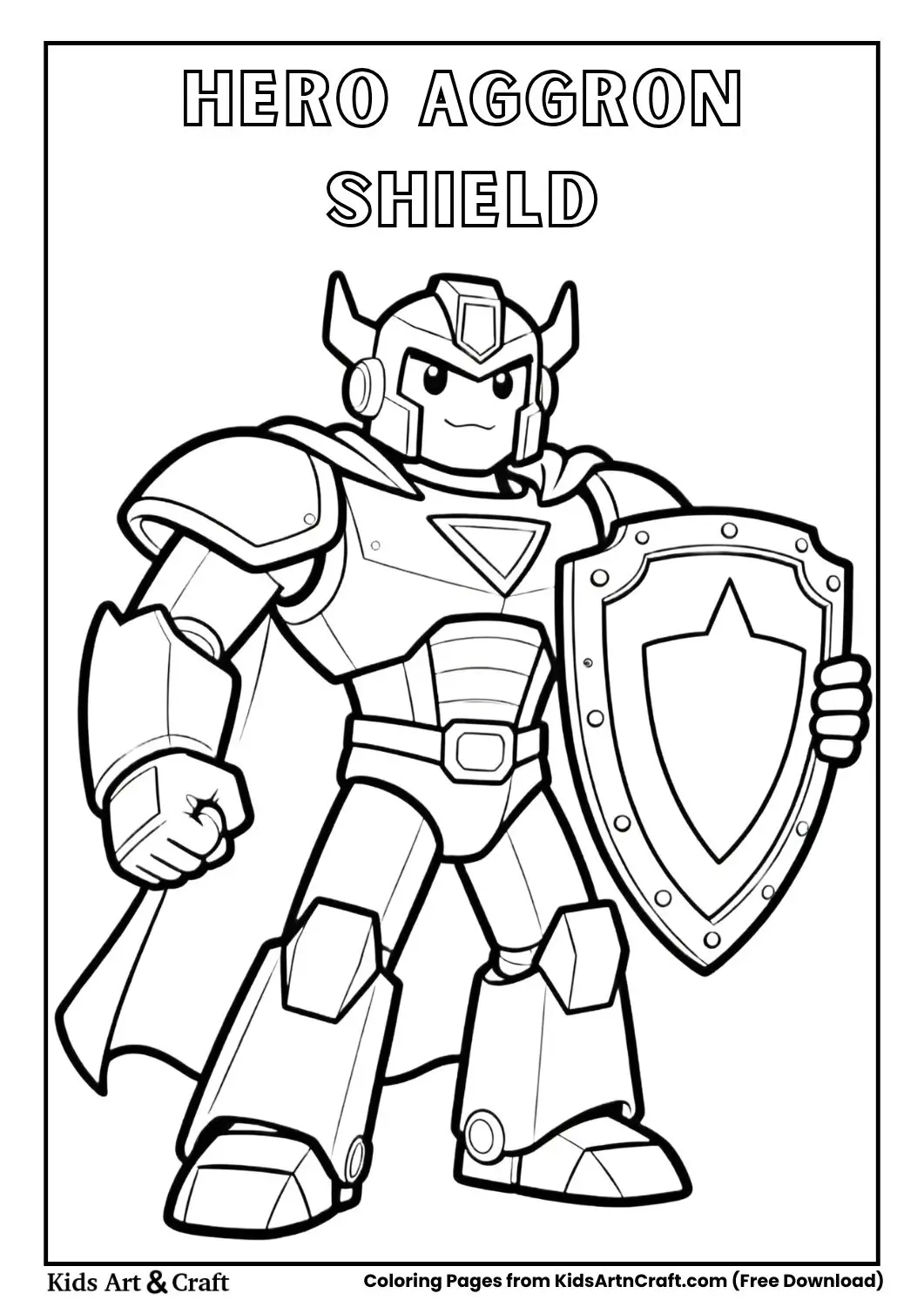Aggron holding shield heroic coloring page