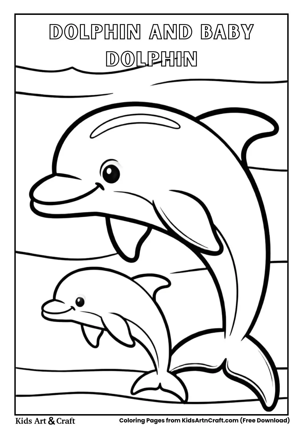 dolphin with baby dolphin swimming coloring page