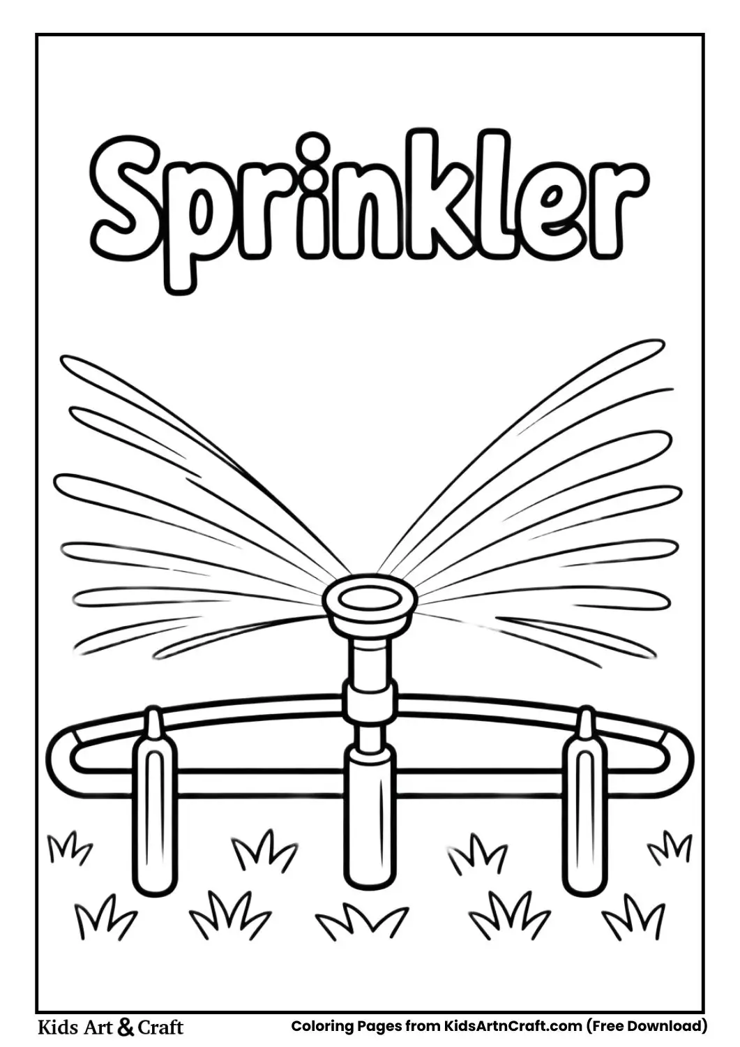 cartoon farm irrigation sprinkler coloring page