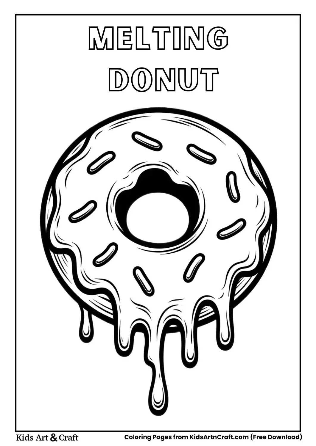 donut melting icing dripping coloring page
