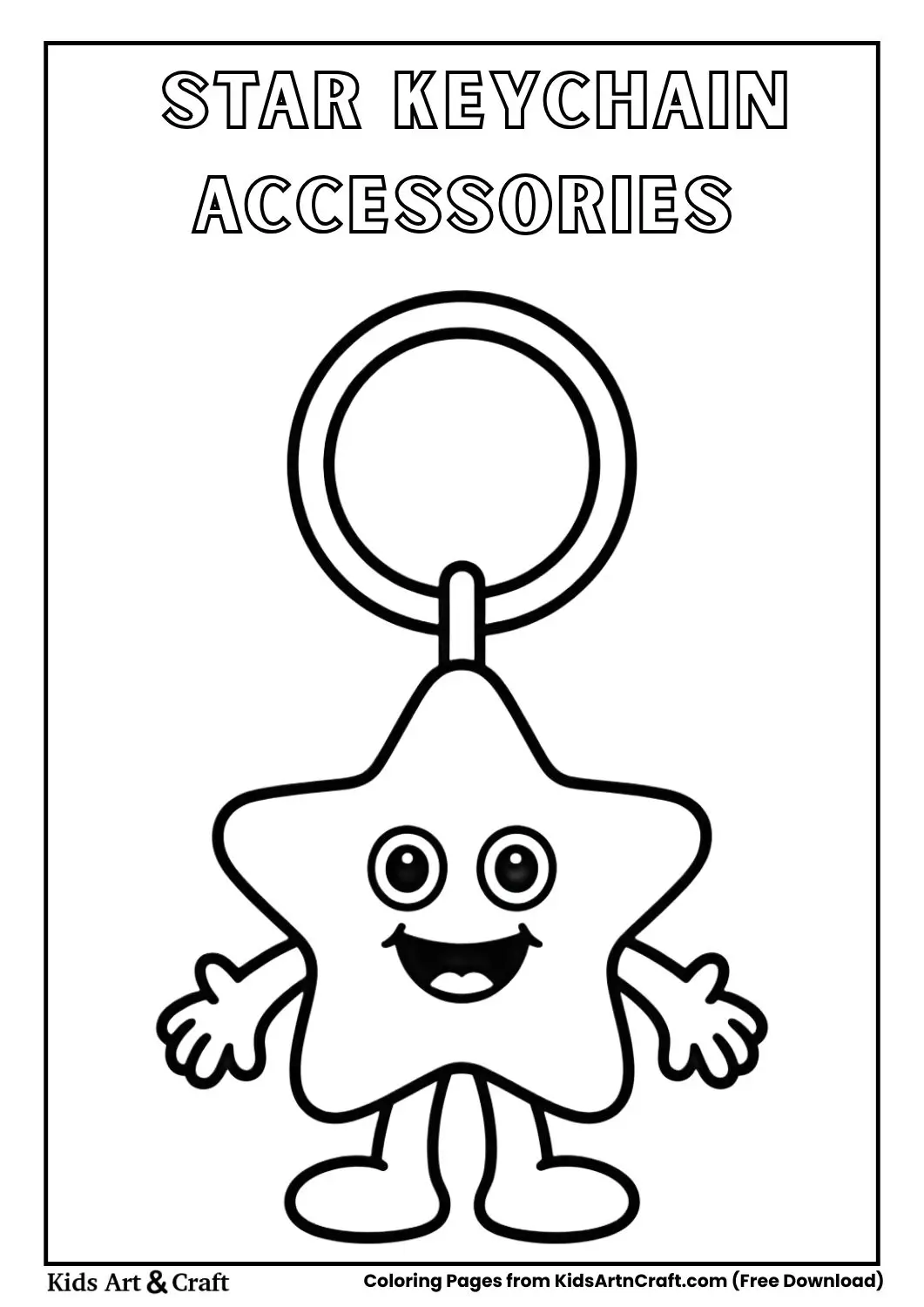 Cute star keychain kids accessories coloring page