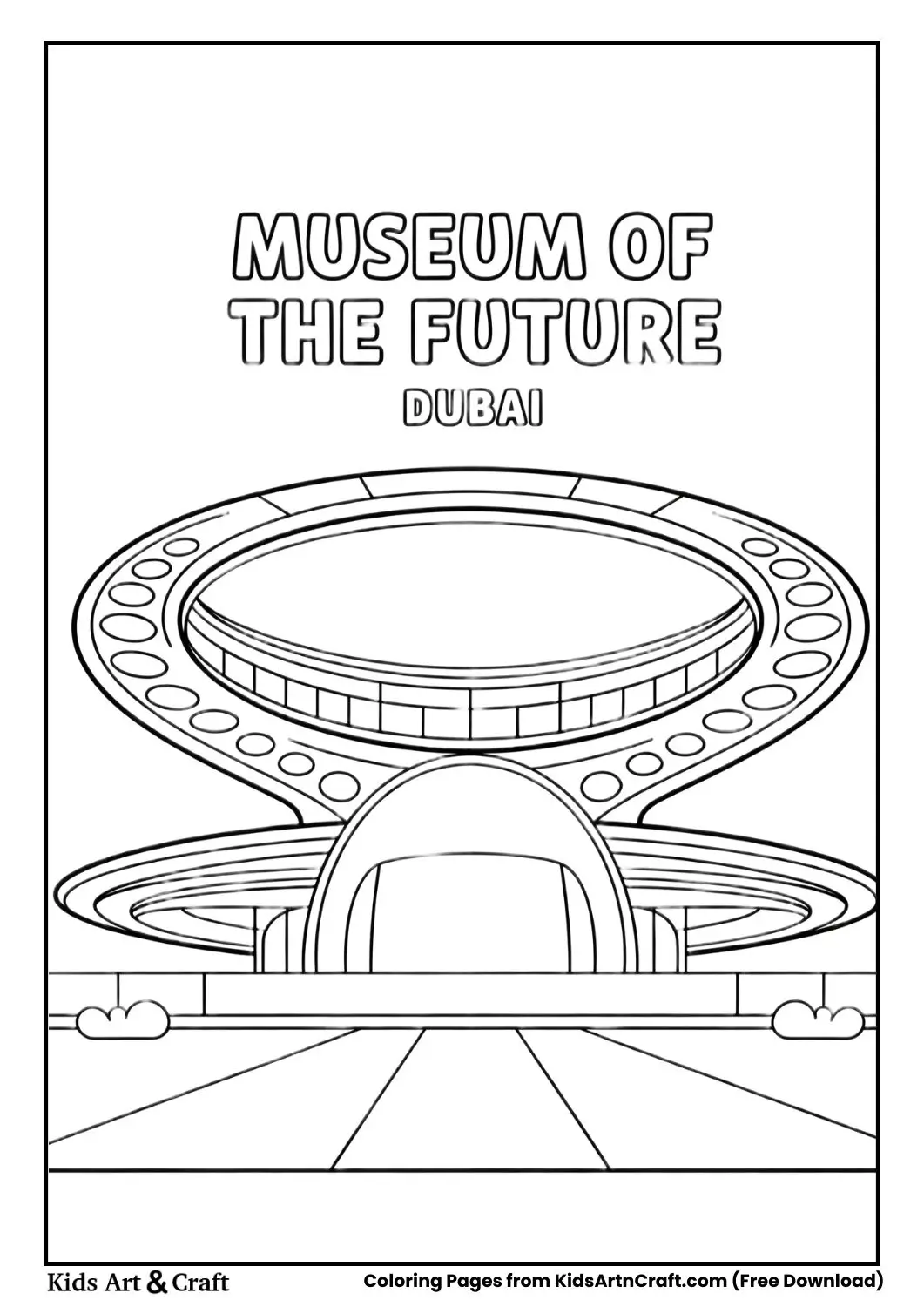 Ajman Museum fort black and white kids coloring page