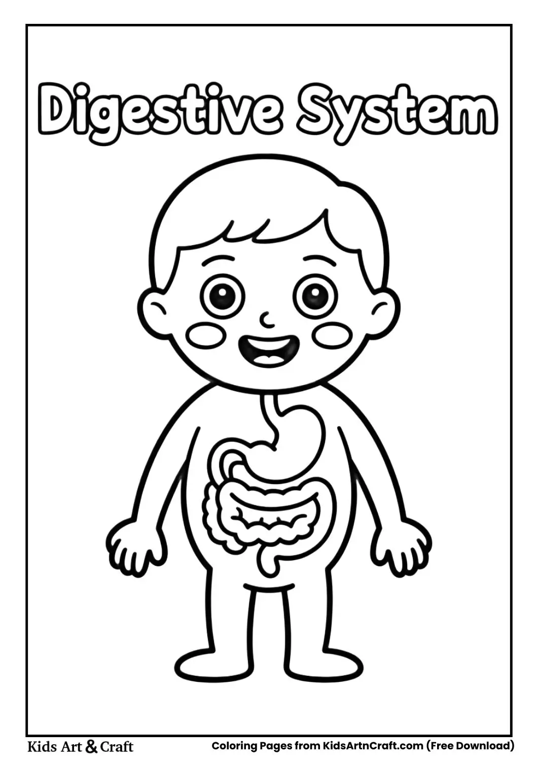 Digestive system coloring page labeled Digestive System