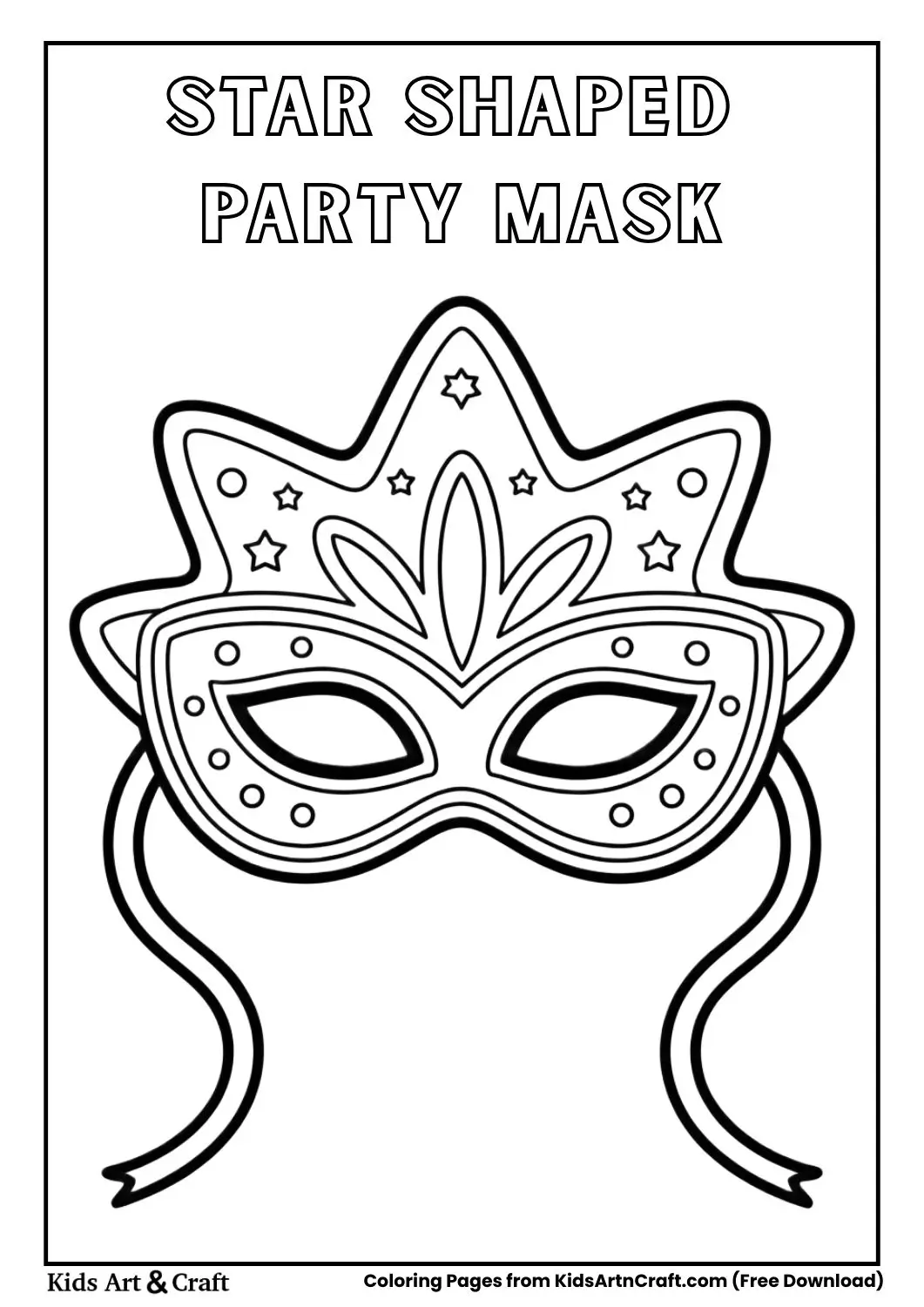 star shaped mask with simple patterns kids coloring page