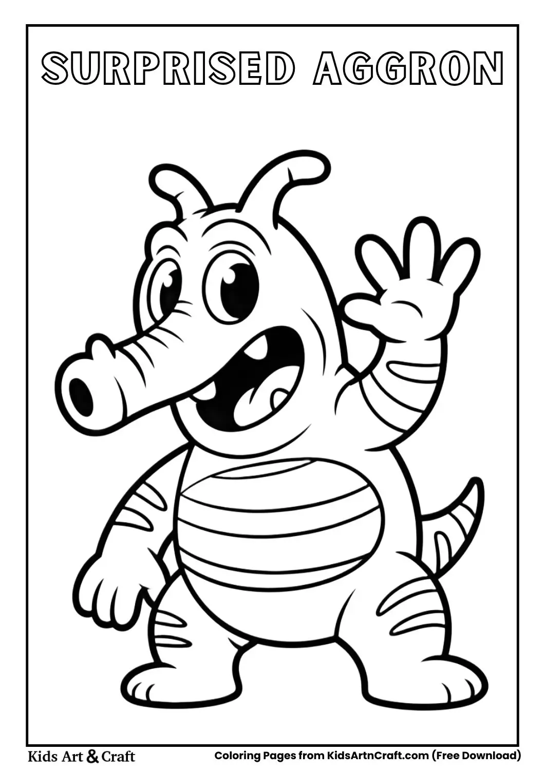 Funny surprised Aggron cartoon coloring page