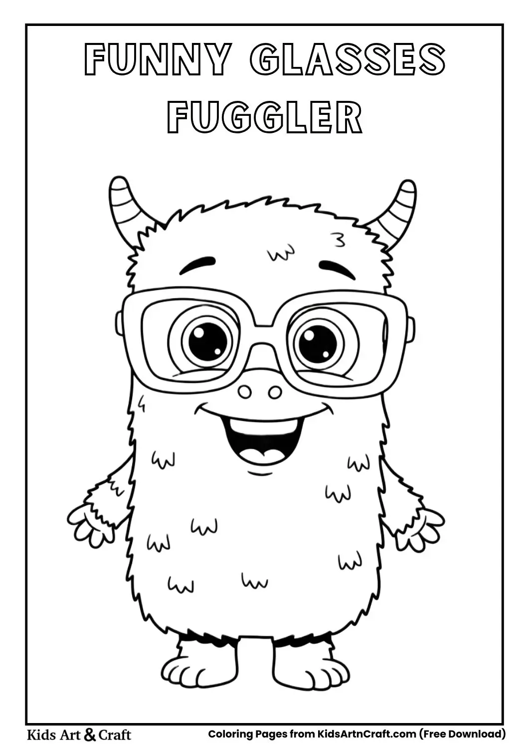 fuggler monster wearing big glasses coloring page