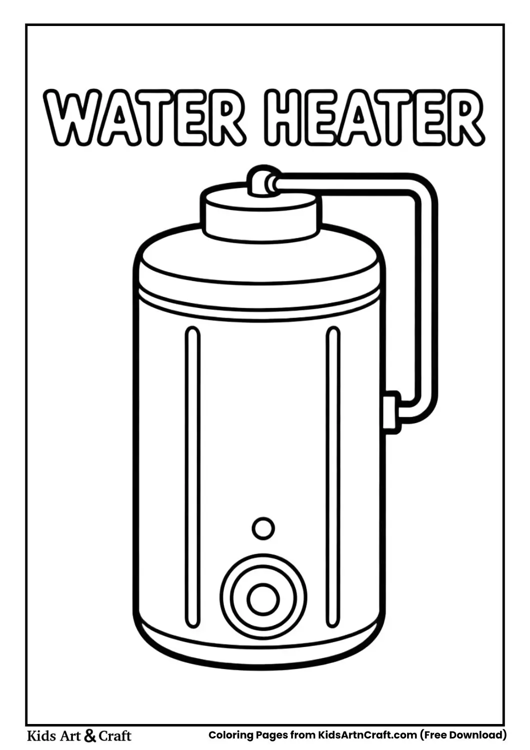 Water heater coloring page black and white for kids