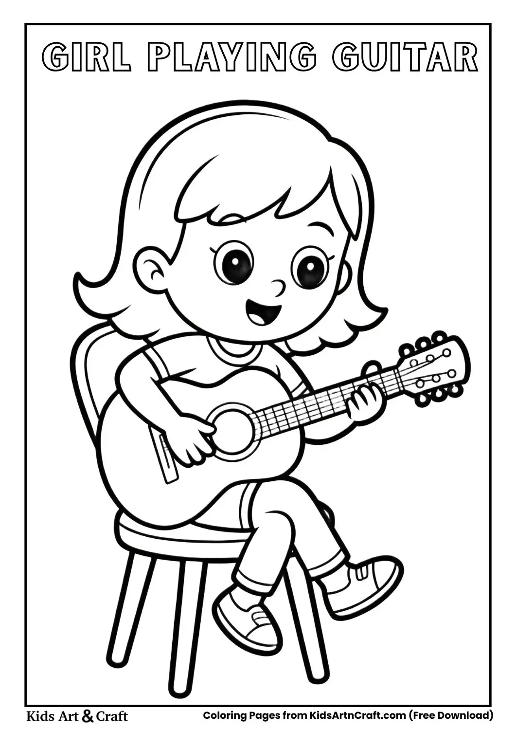 girl playing guitar coloring page