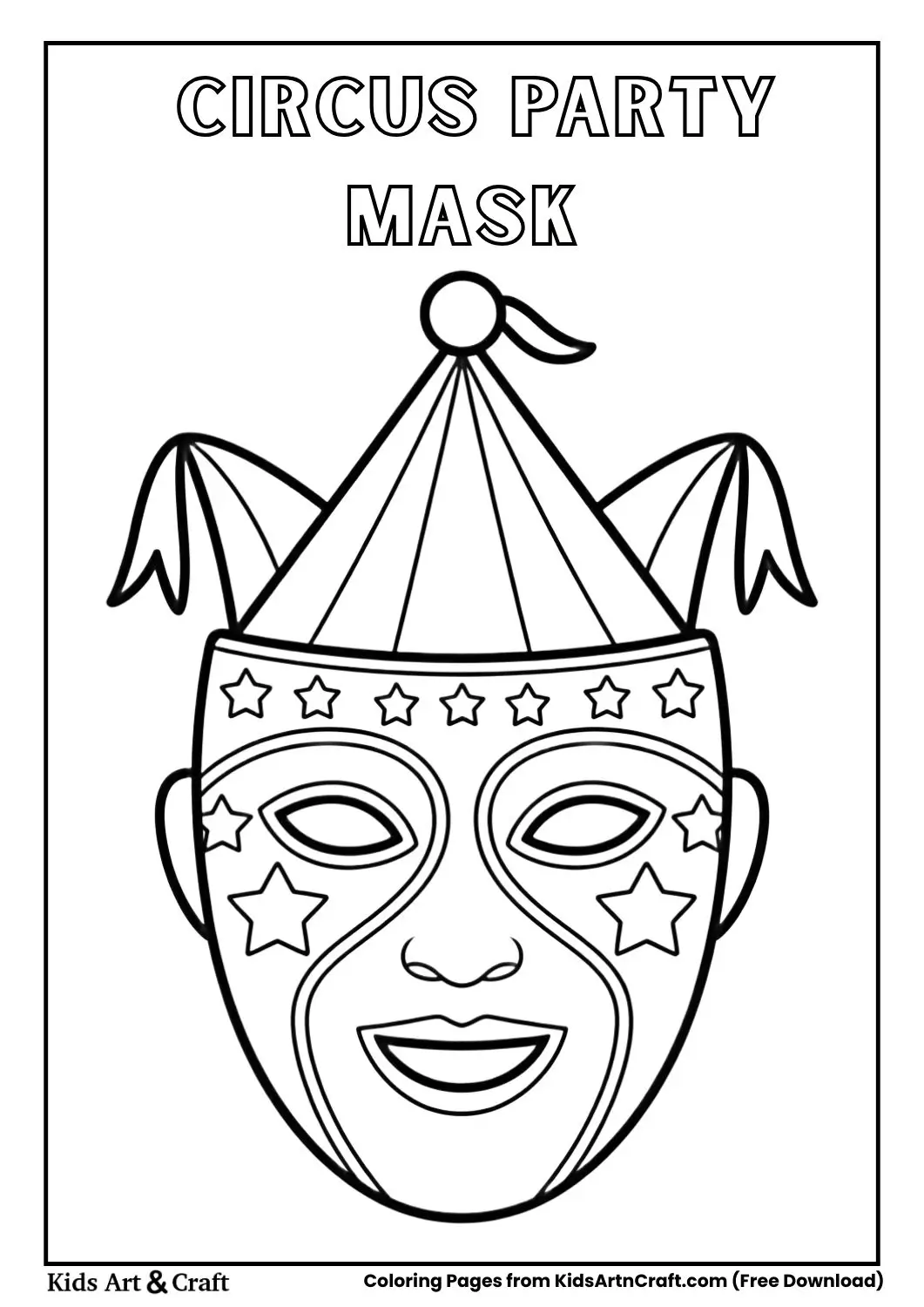 circus themed mask with stars and stripes coloring page