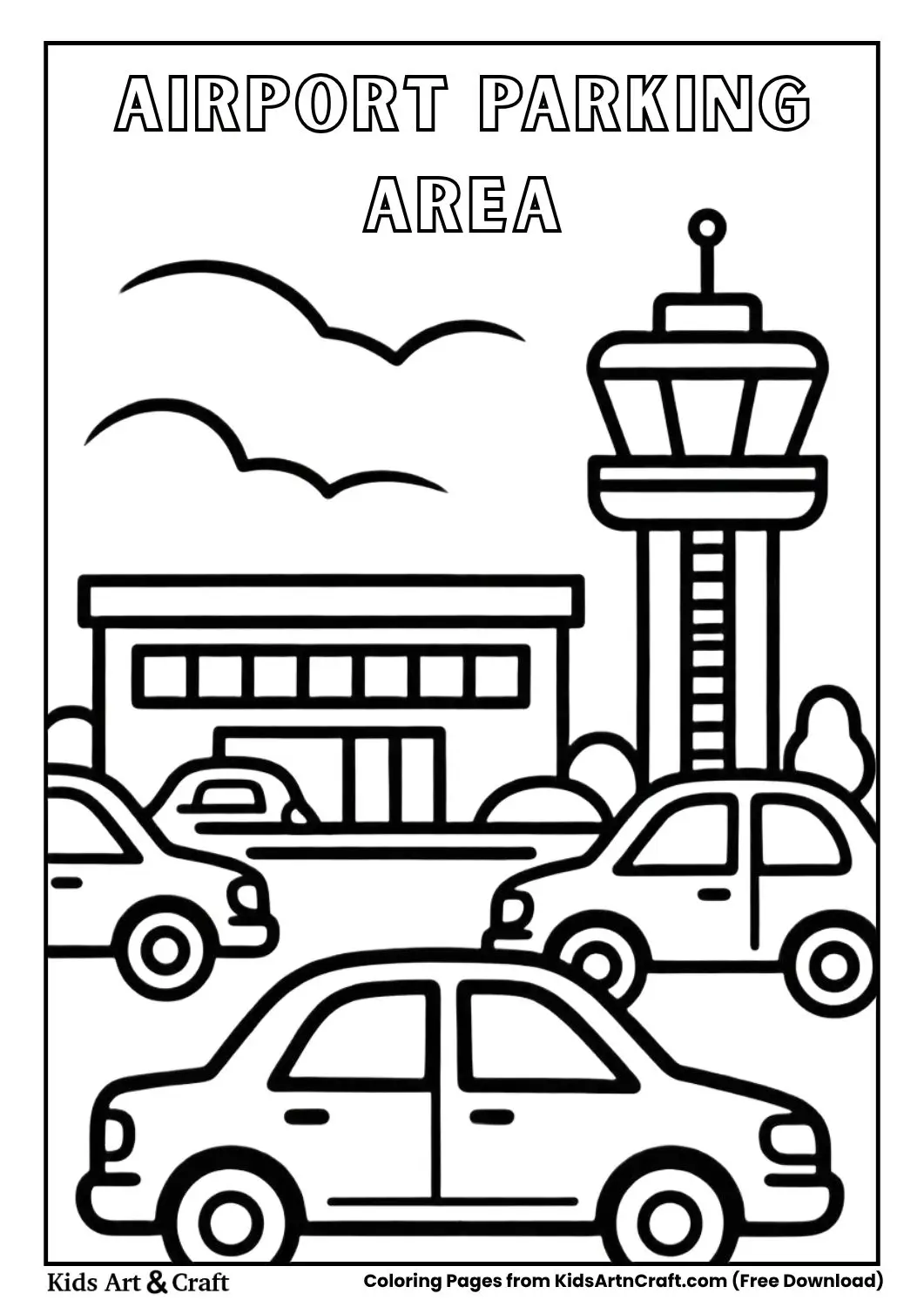Cars parked outside airport terminal
