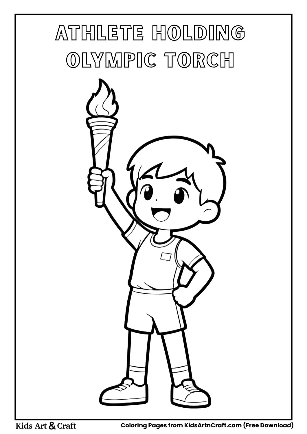 athlete holding Olympic torch coloring page