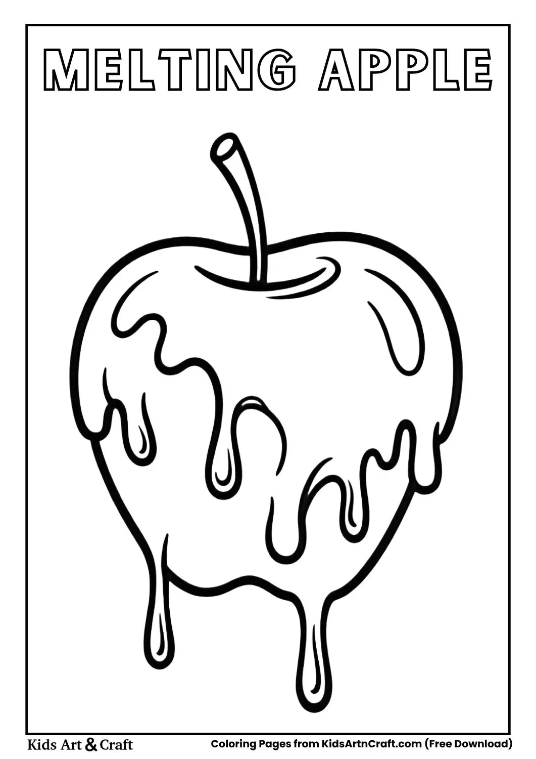 apple melting cartoon coloring page for kids
