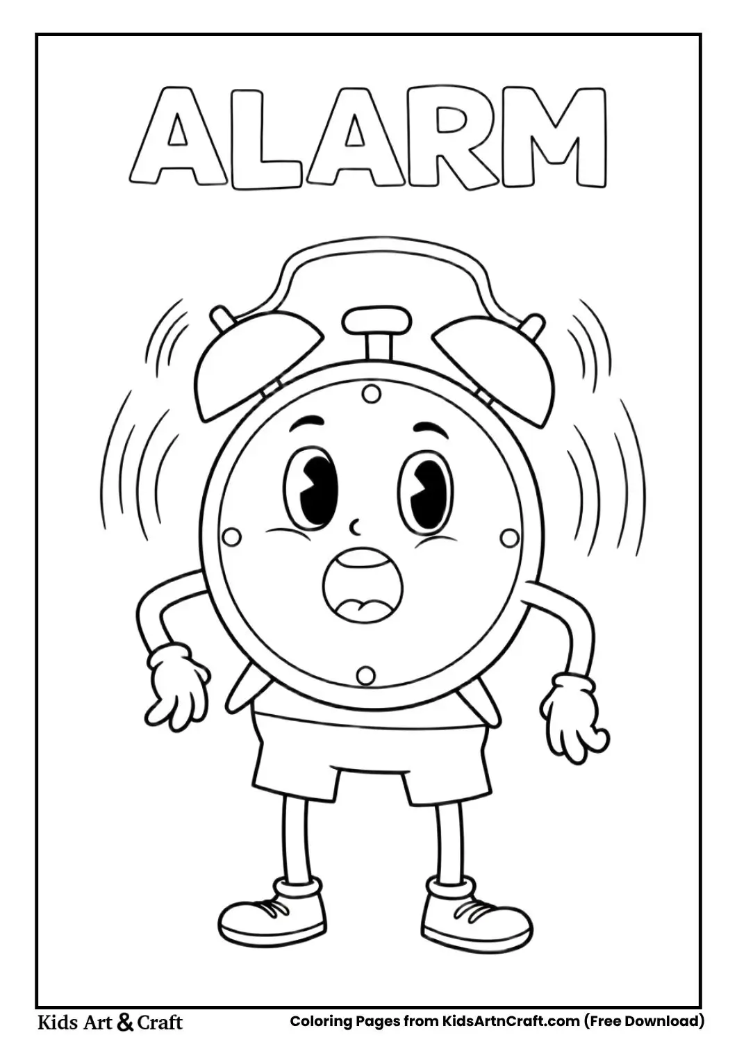 Alarm clock ringing coloring page