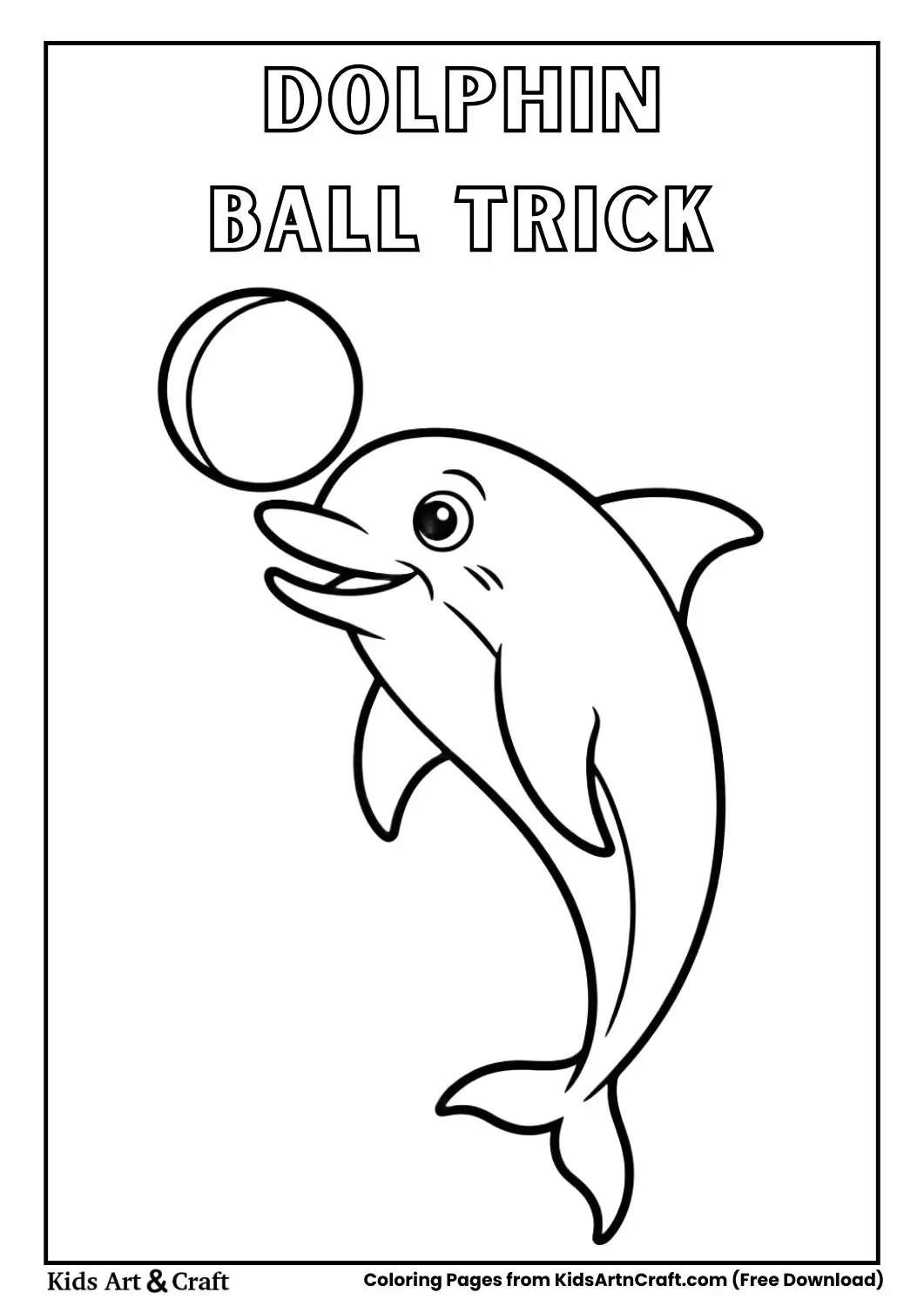 Dolphin spinning ball on nose coloring page