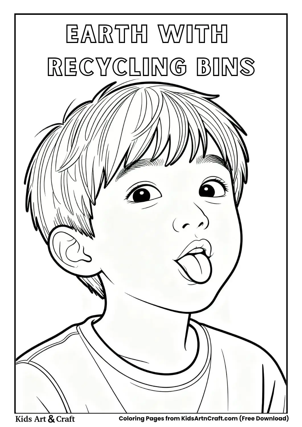 boy stretched lips wide eyes coloring page