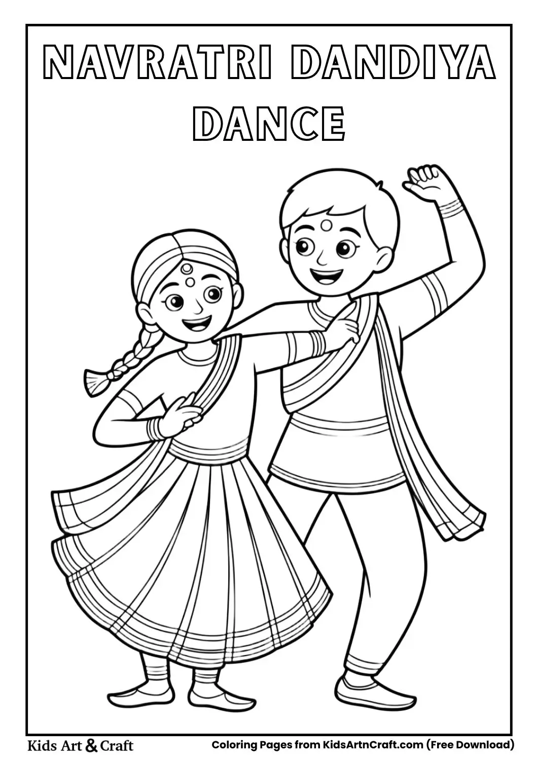 Kids holding dandiya sticks black and white