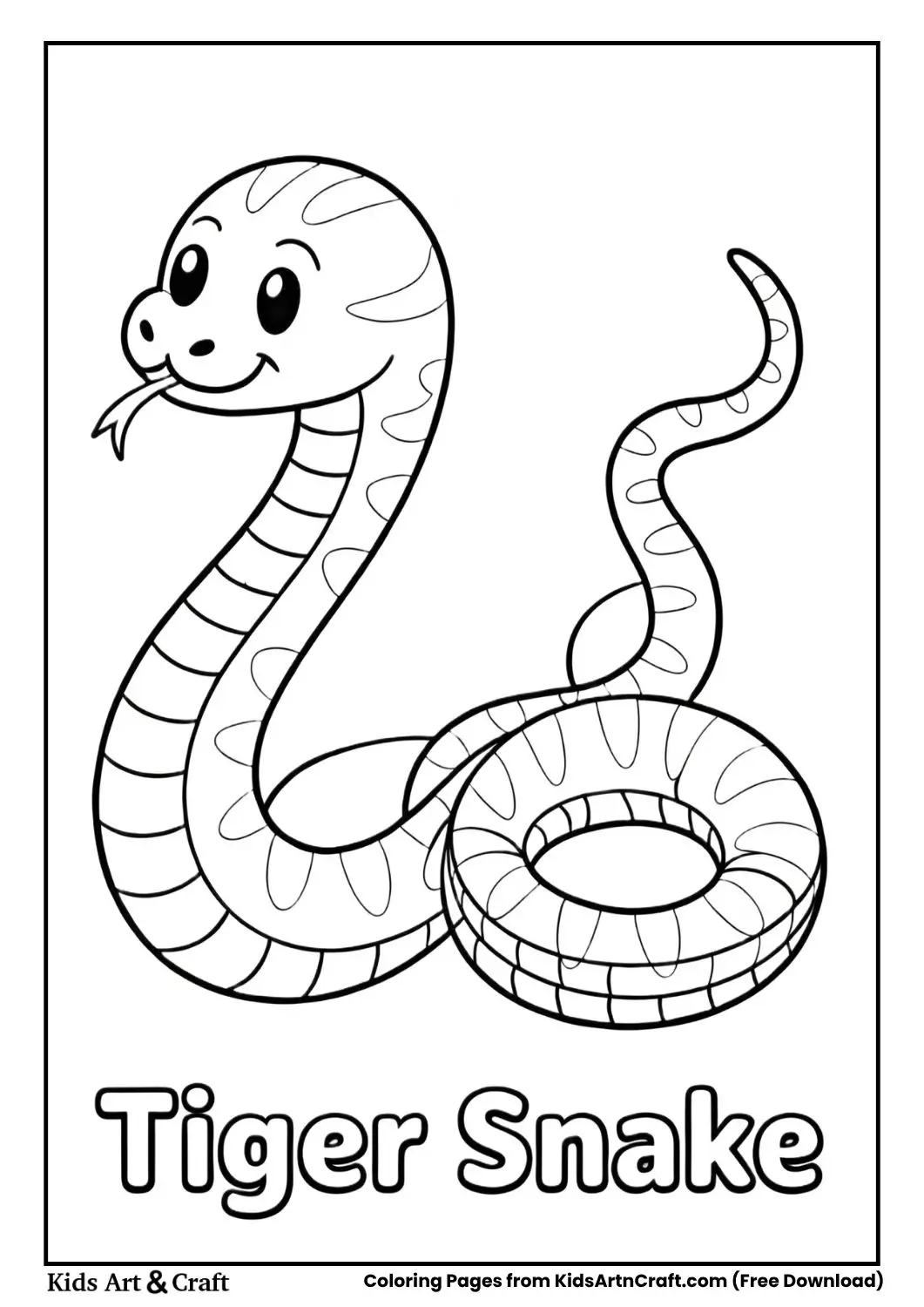 Tiger snake with stripes coloring page