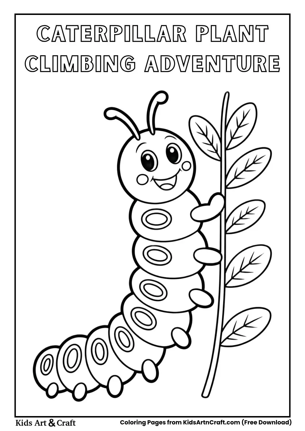 Caterpillar Plant Climbing Adventure Coloring Page