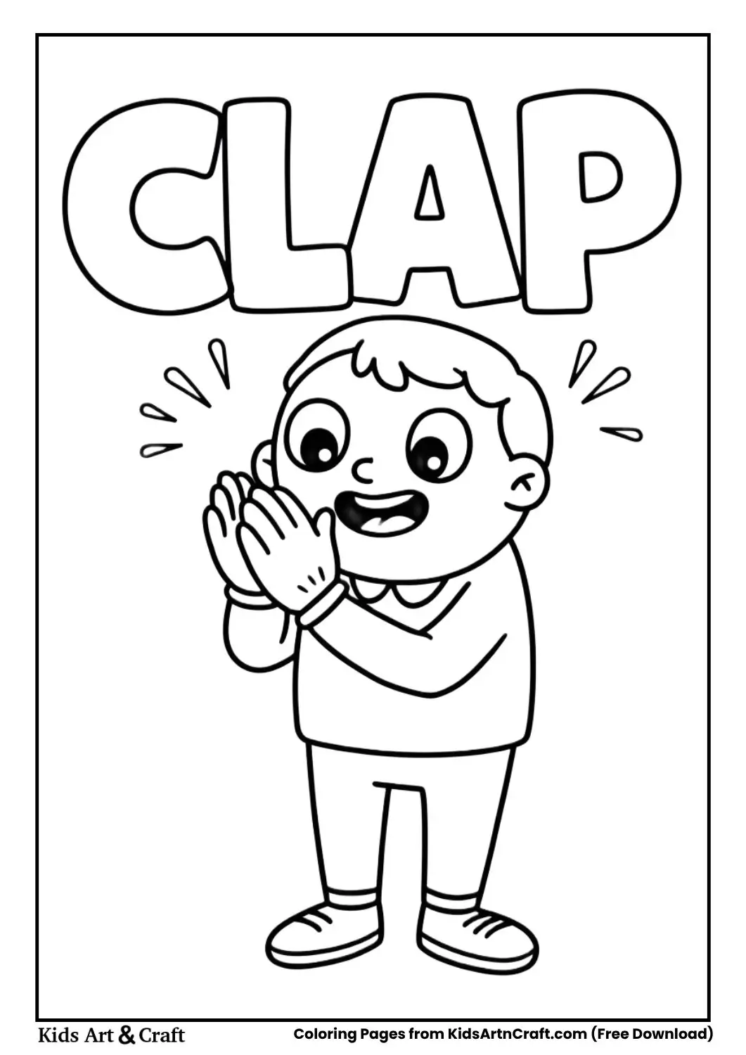 Clapping hands gesture coloring page for kids