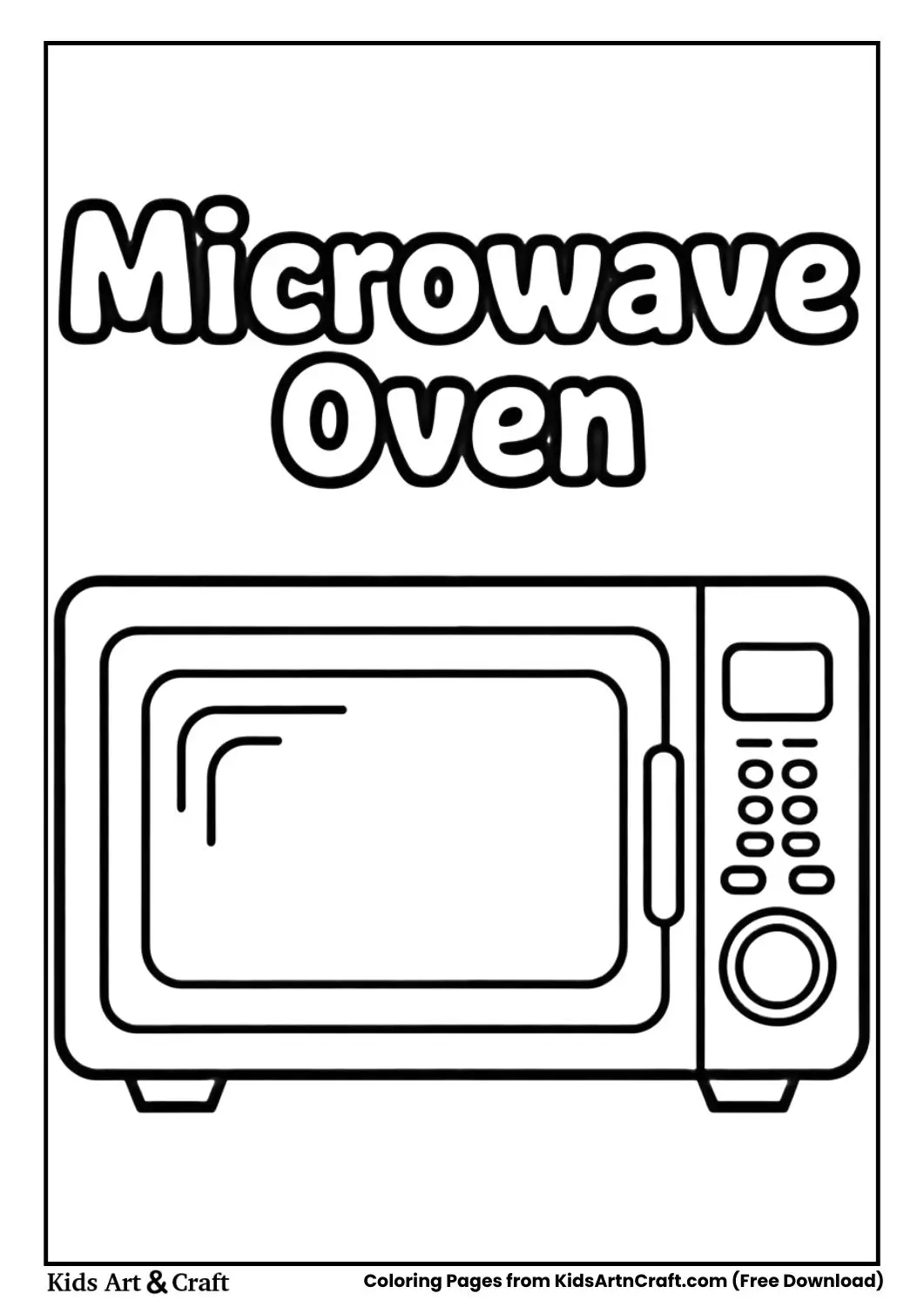 Microwave oven coloring page black and white for kids