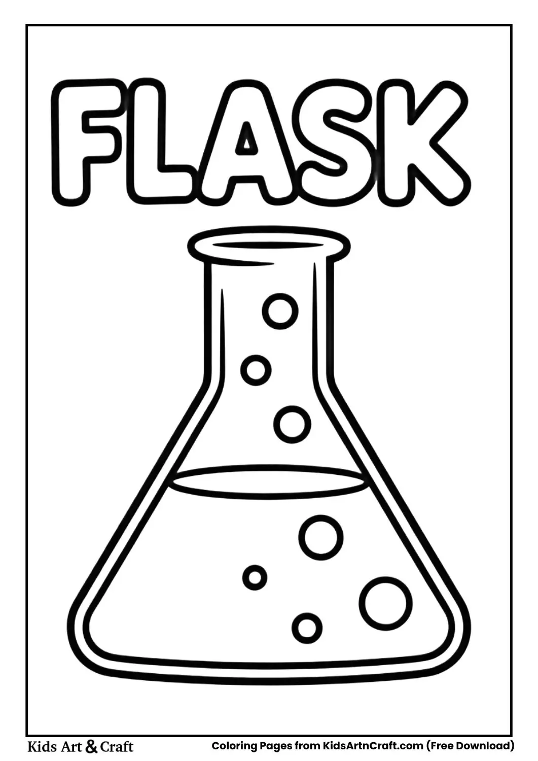 erlenmeyer flask science lab tool black and white coloring page for kids