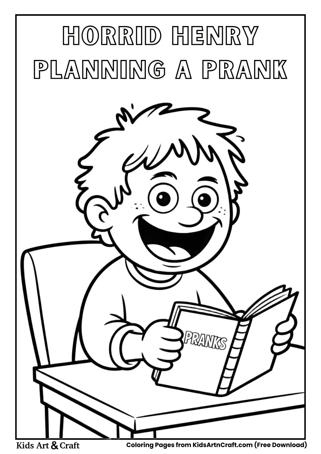 Horrid Henry Planning a Prank Coloring Page