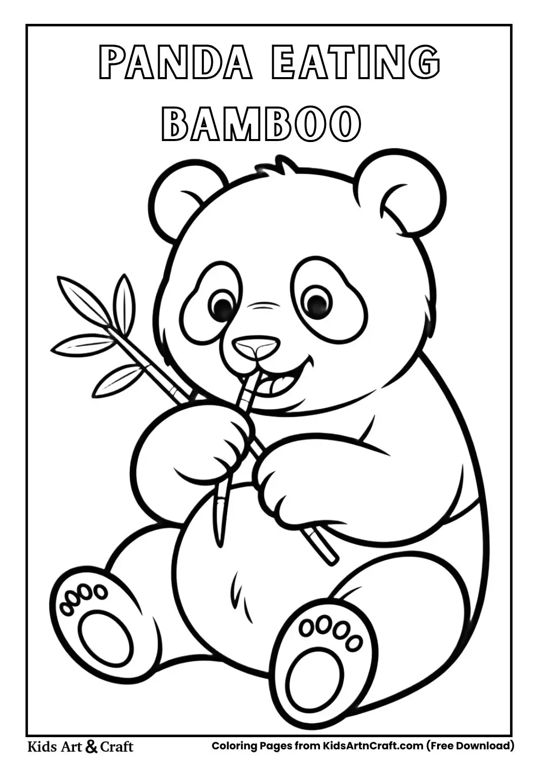 Panda eating bamboo simple coloring page