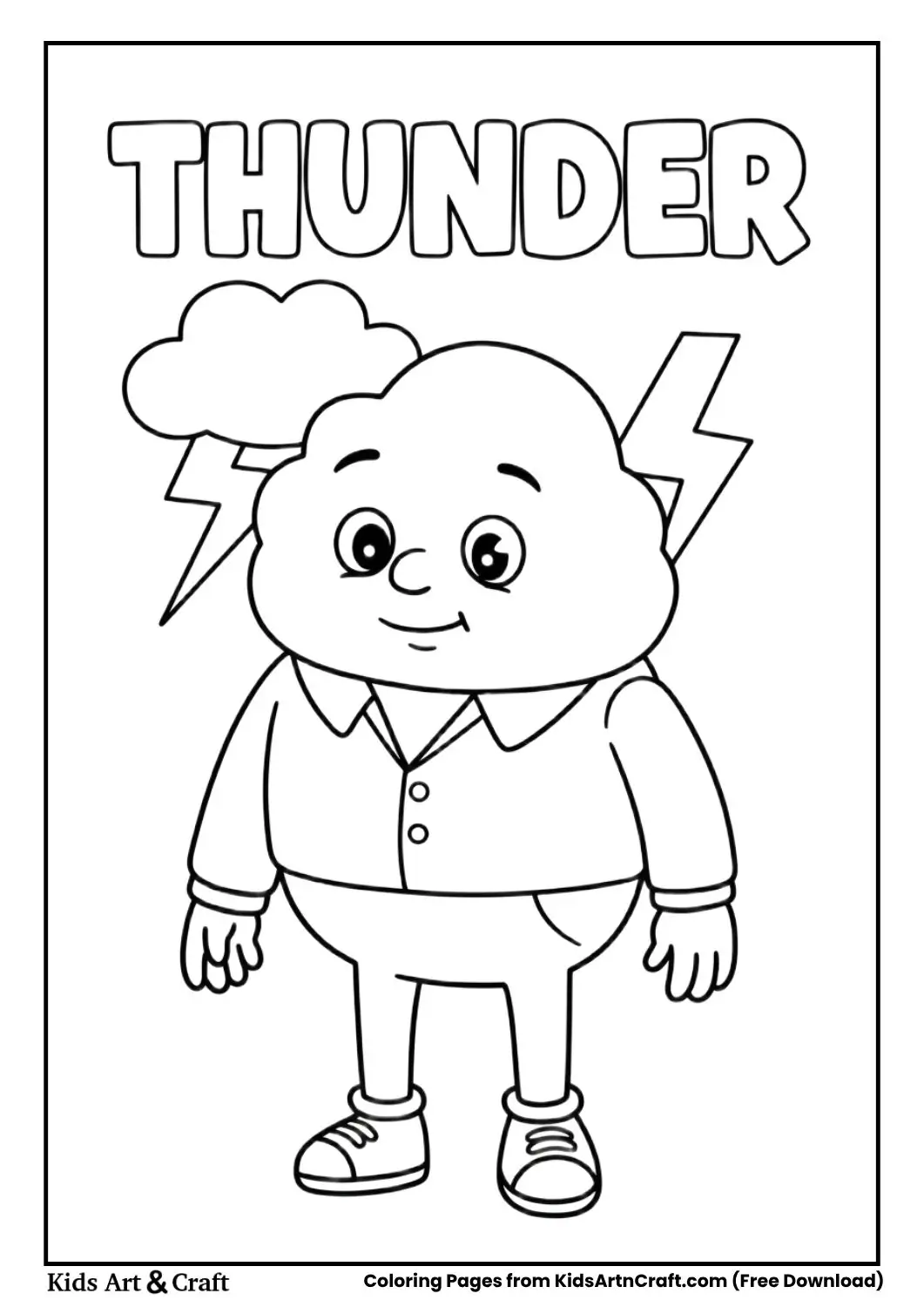 Thunder and lightning coloring page for kids