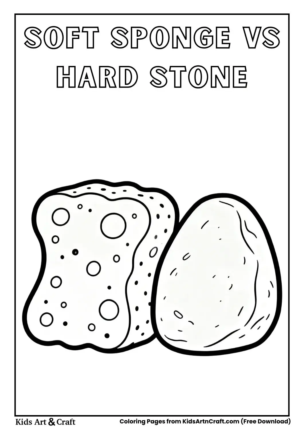Soft sponge and hard stone coloring page for kids black and white