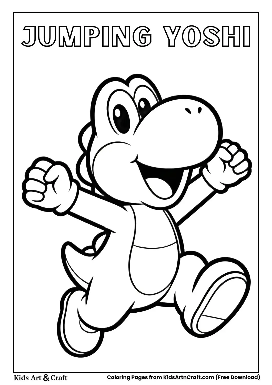 Yoshi jumping in the air joyful pose