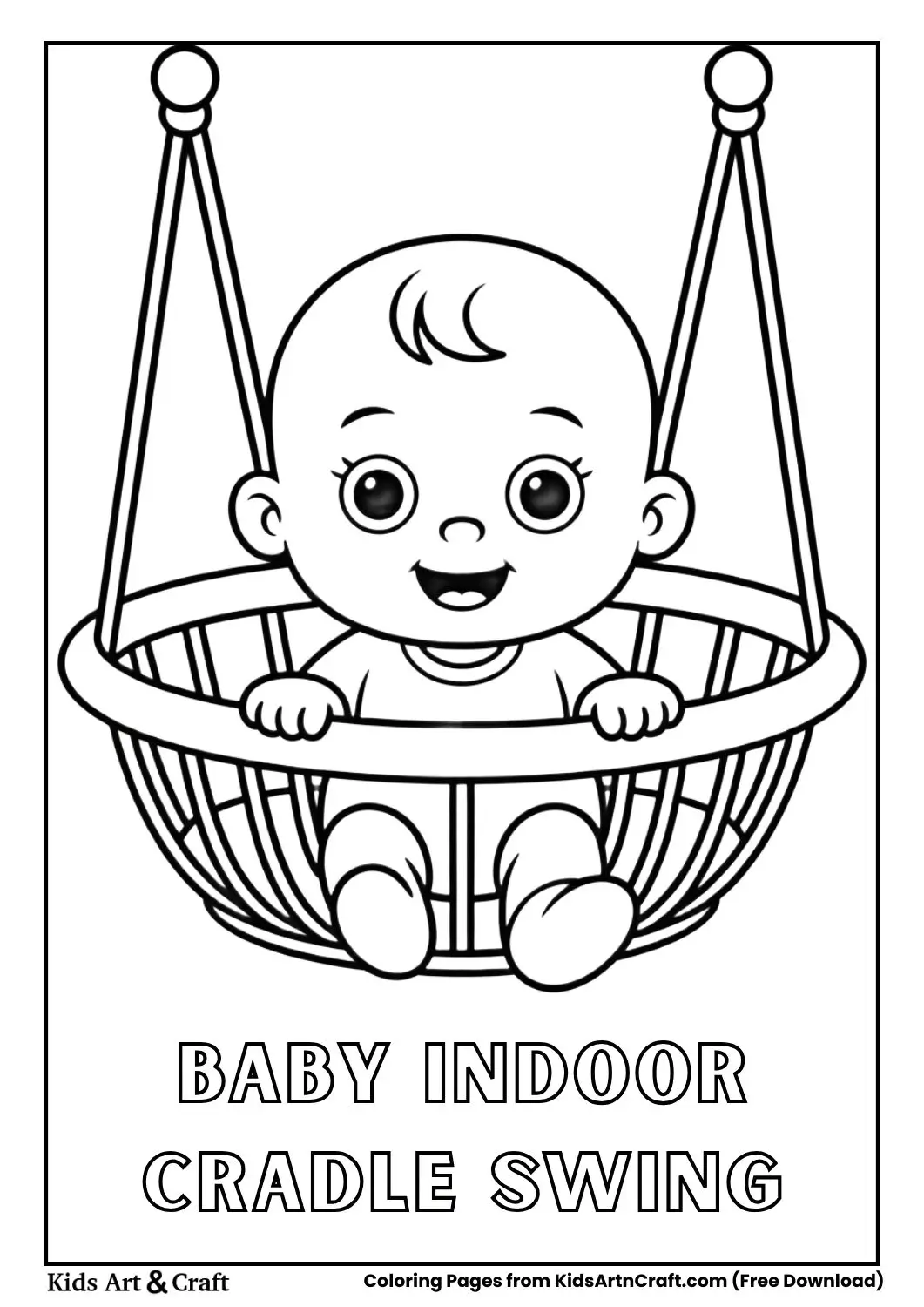 baby sitting in indoor cradle swing coloring page