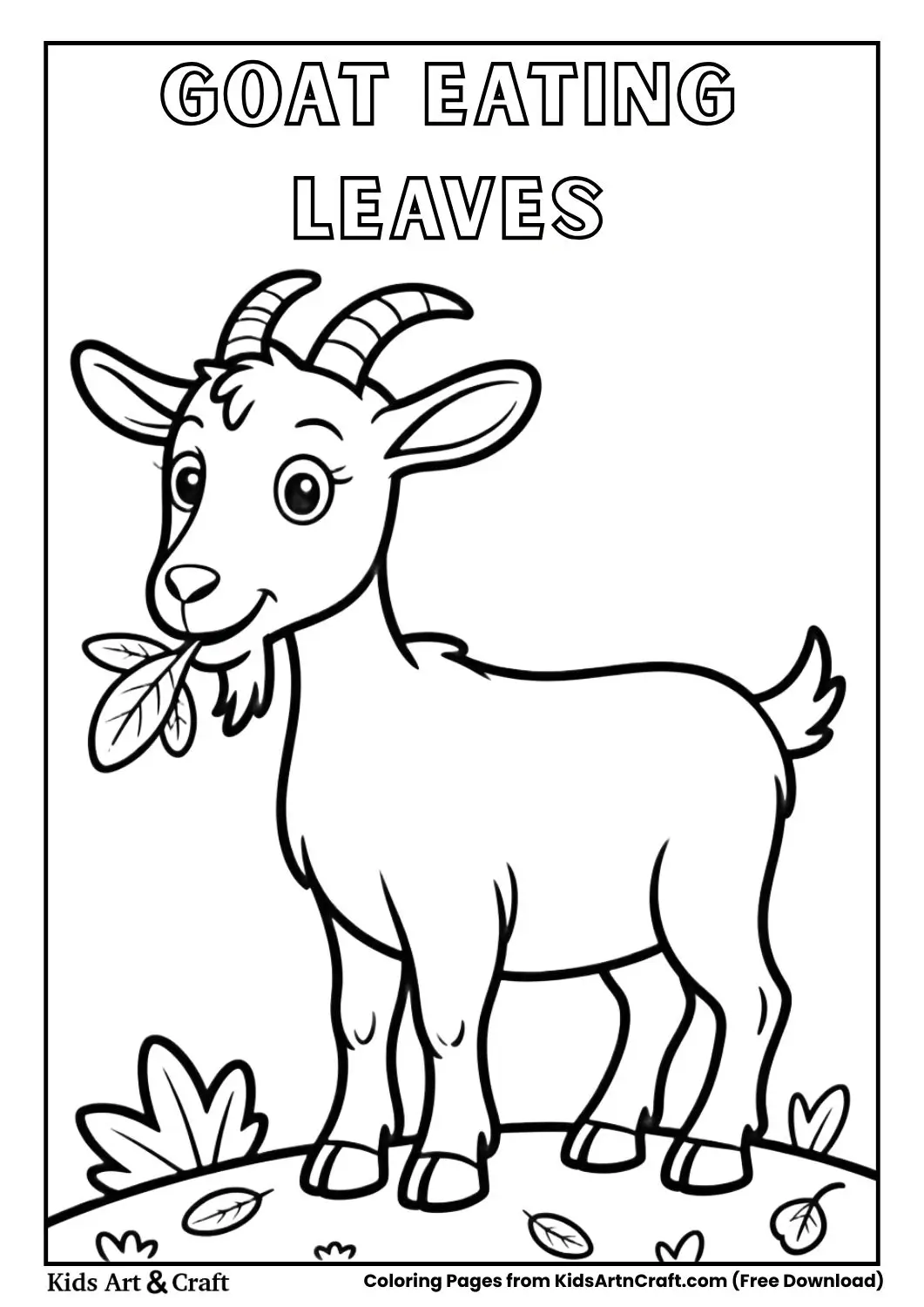 Goat eating leaves simple coloring page