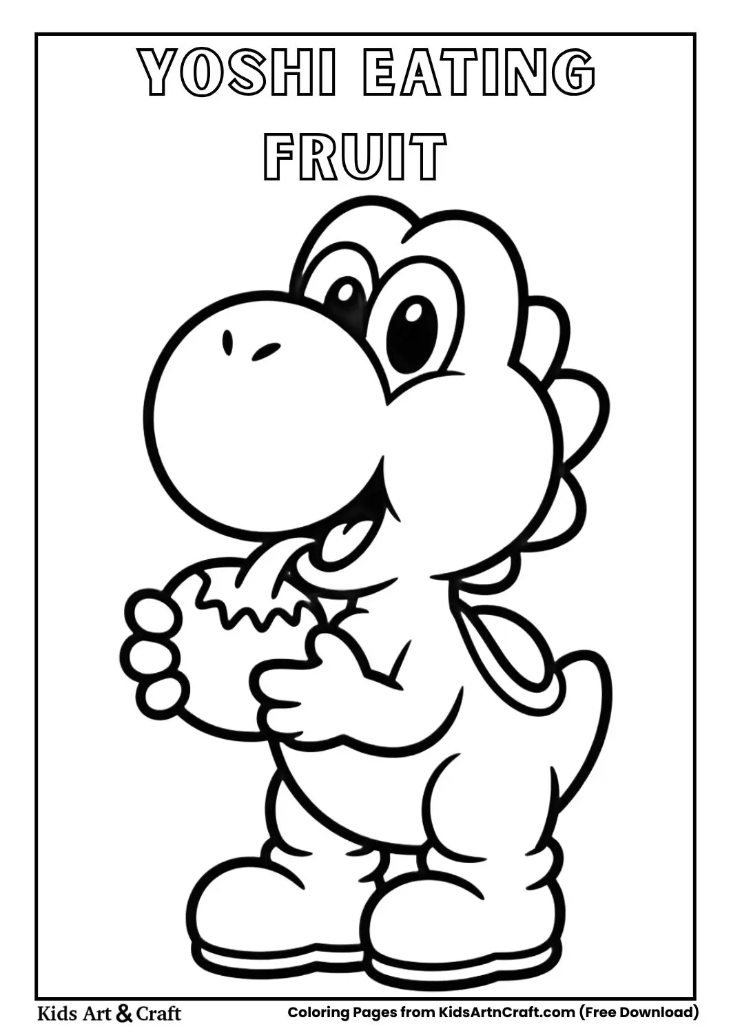 Yoshi eating fruit simple outline