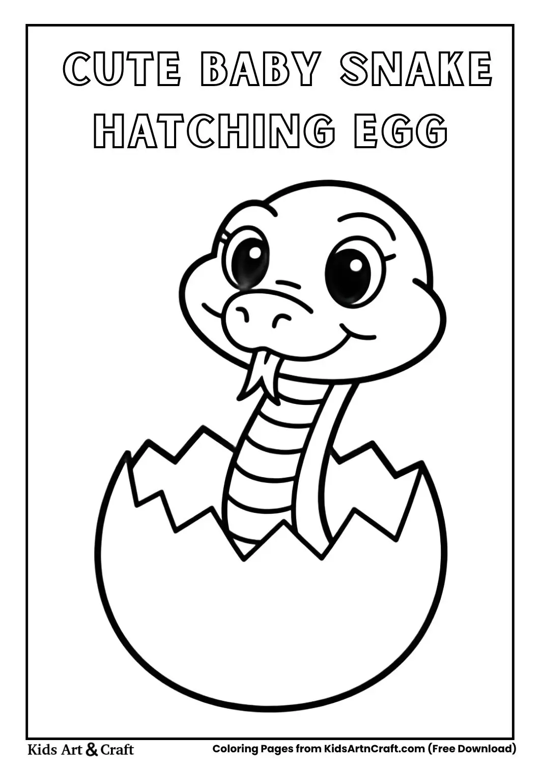 friendly baby snake hatching egg cartoon coloring page