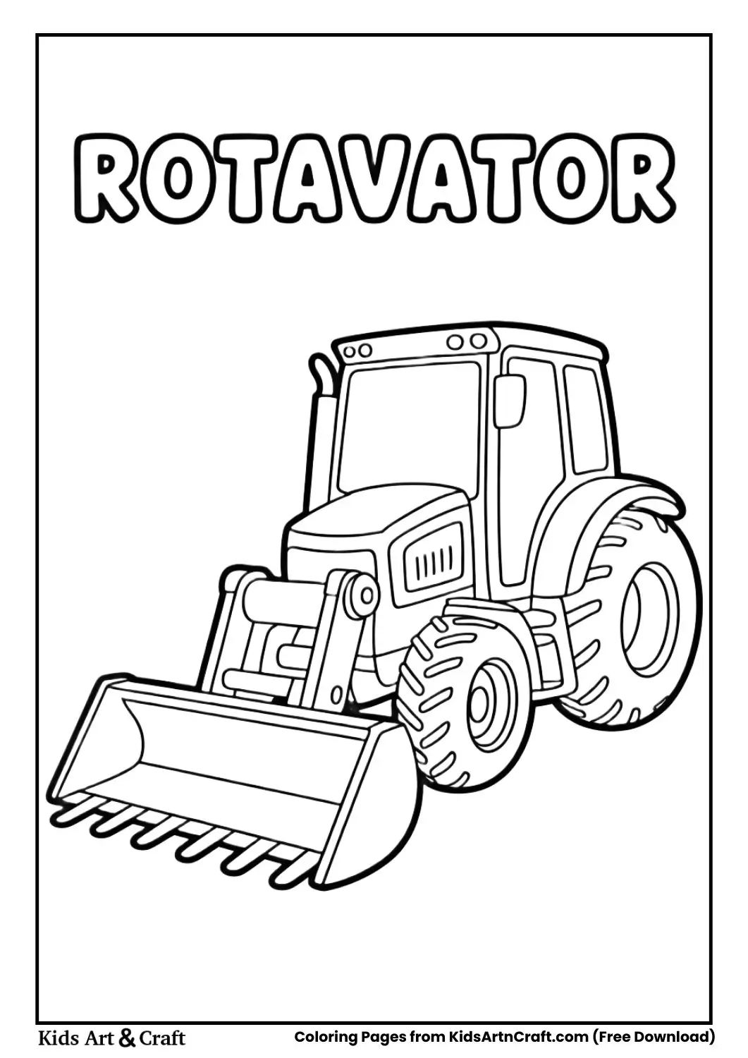 cartoon rotavator soil tilling machine coloring page