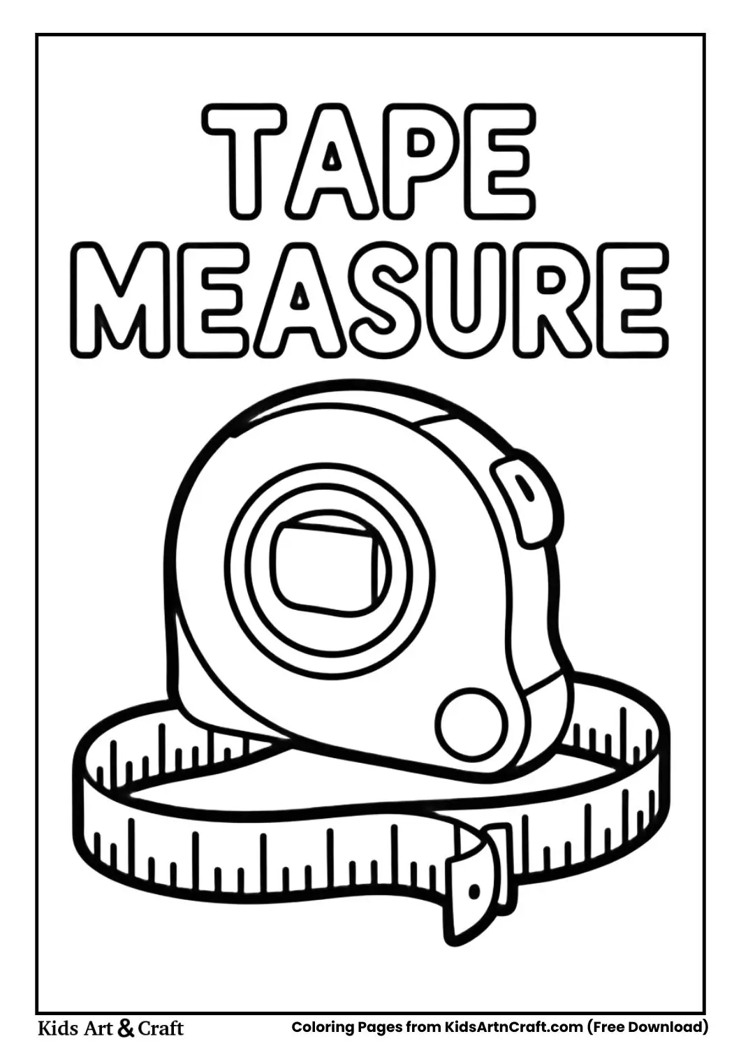 tape measure measuring tool black and white coloring page