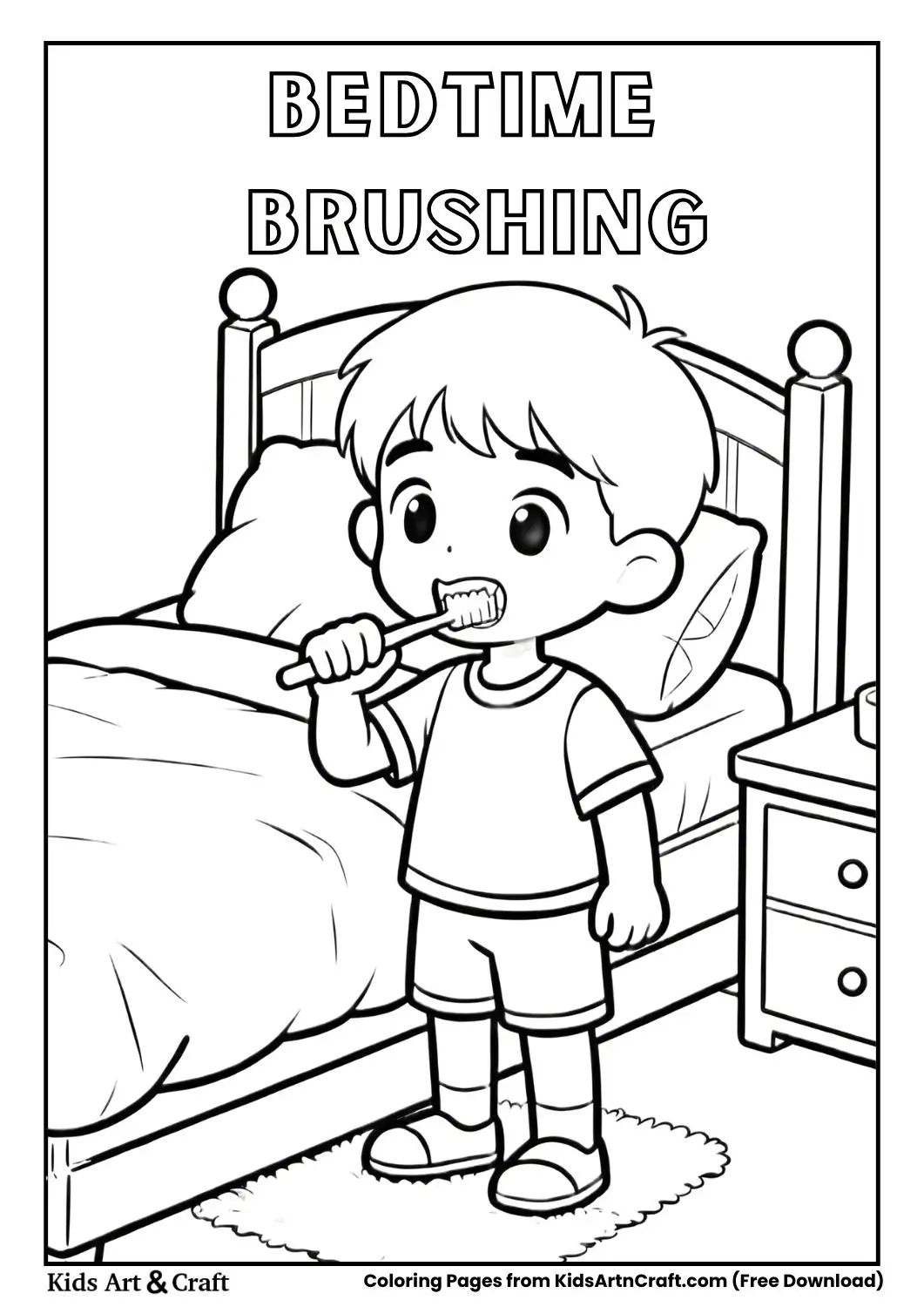 child brushing teeth before bedtime