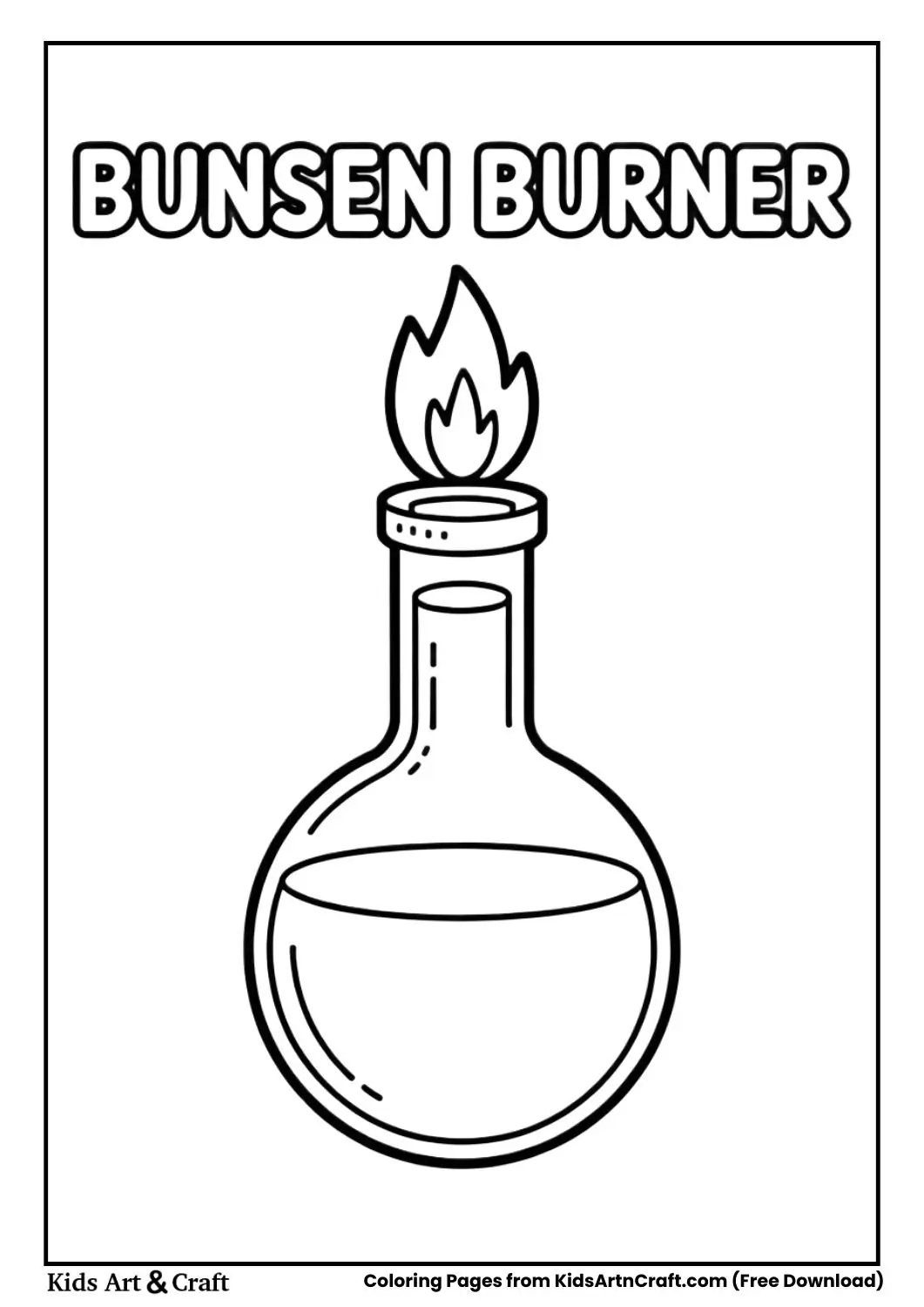 bunsen burner science lab heating tool black and white coloring page for kids