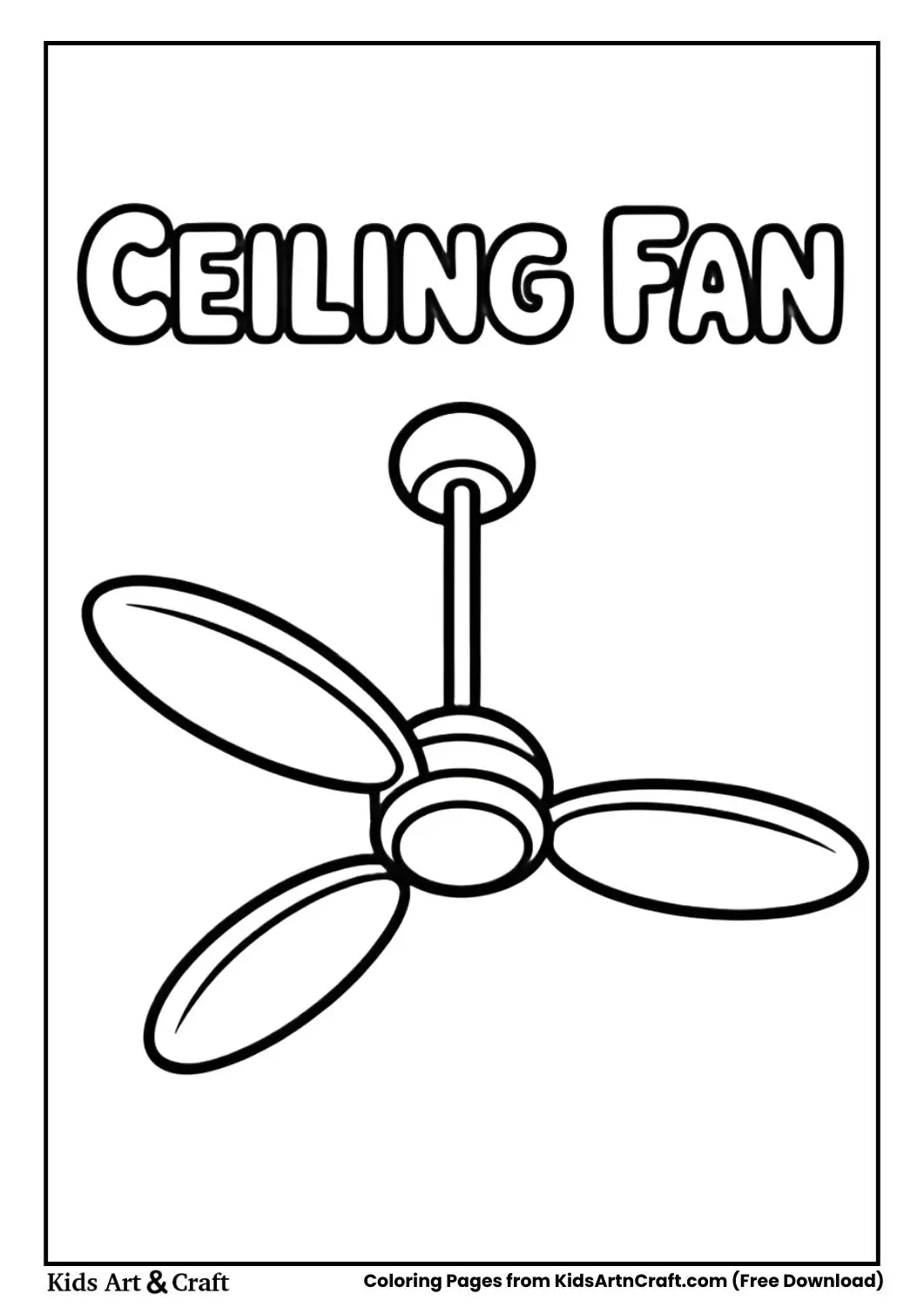 Ceiling fan coloring page black and white for kids