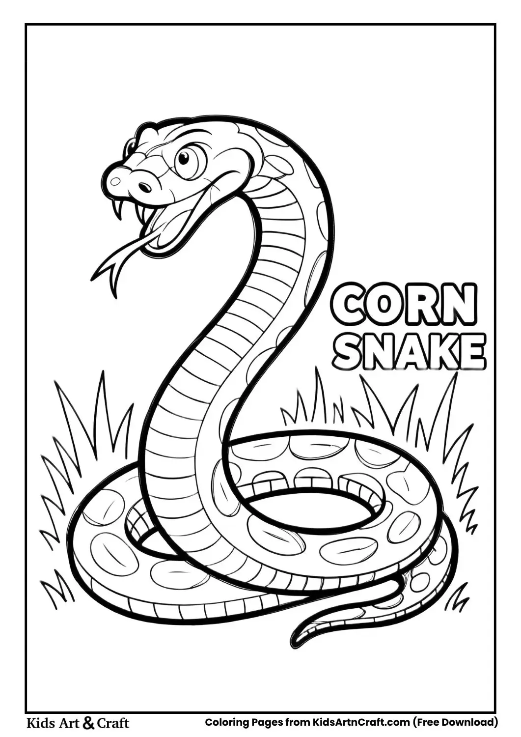 Corn snake slithering in grass coloring page