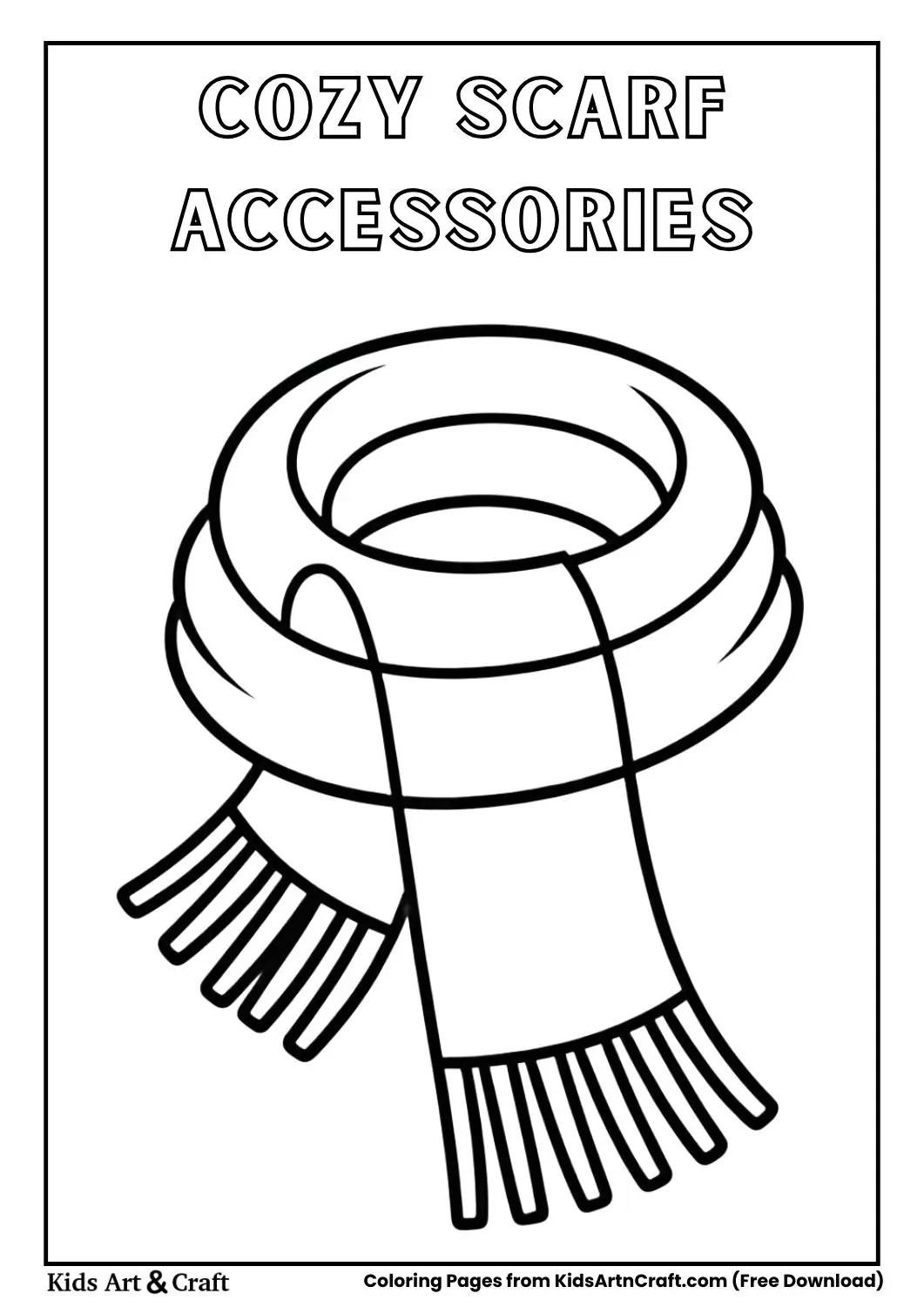 Simple winter scarf kids accessories coloring page