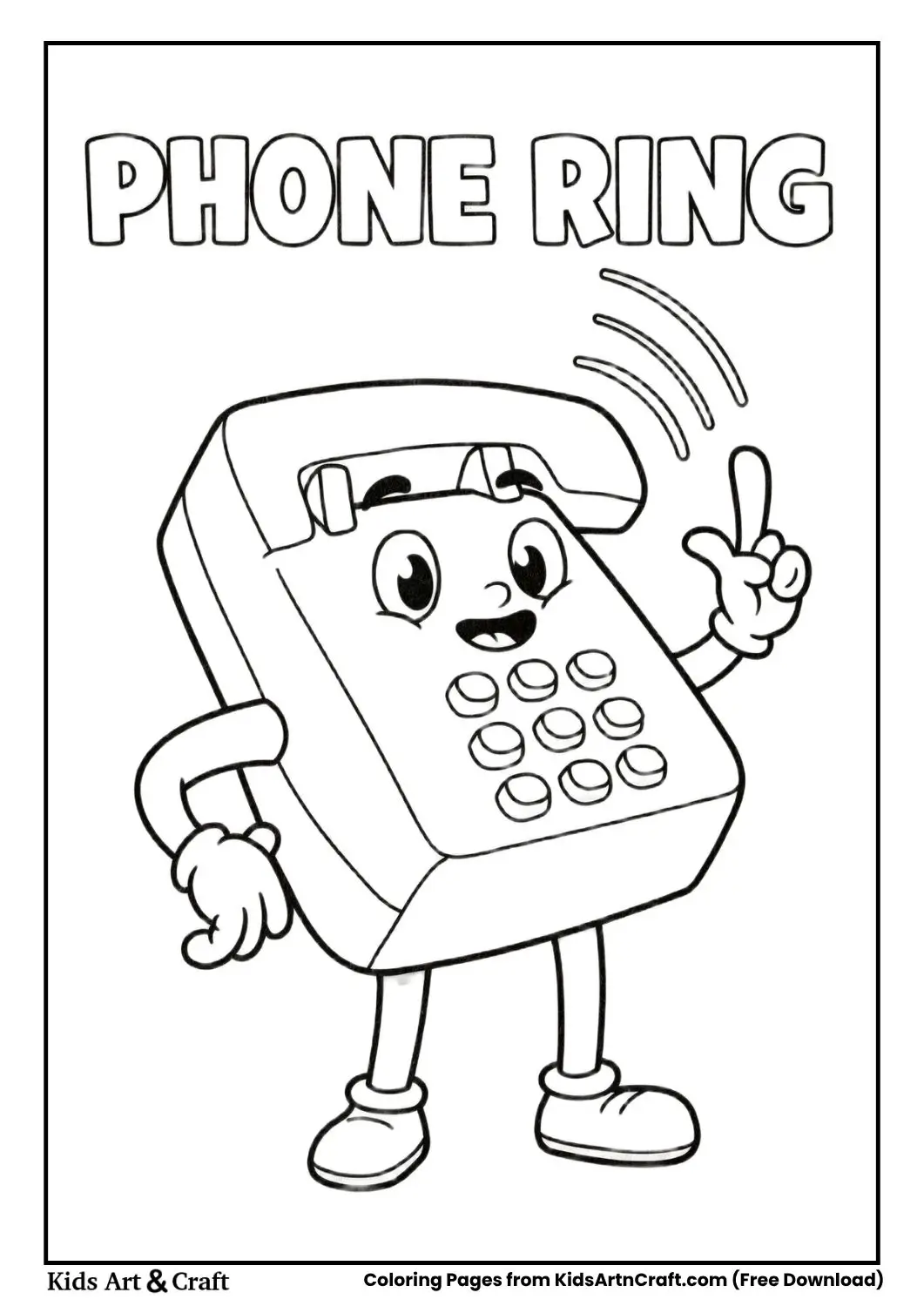 Phone ringing coloring page for kids