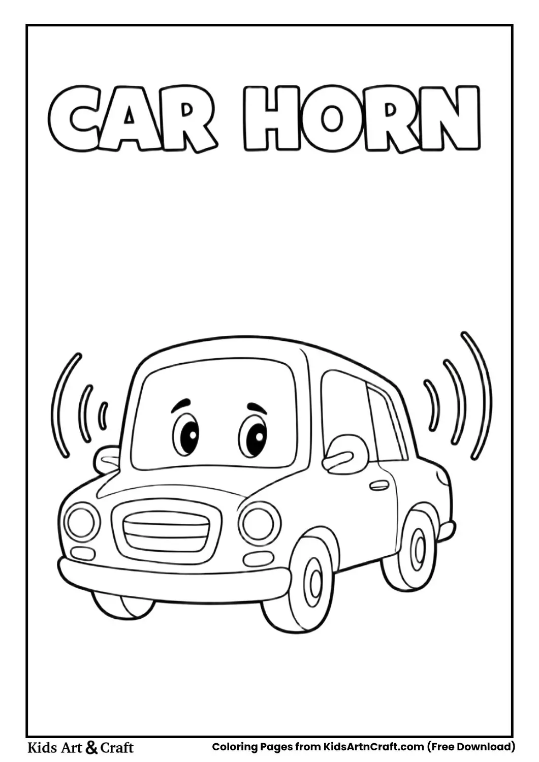 Car horn sound coloring page simple car drawing