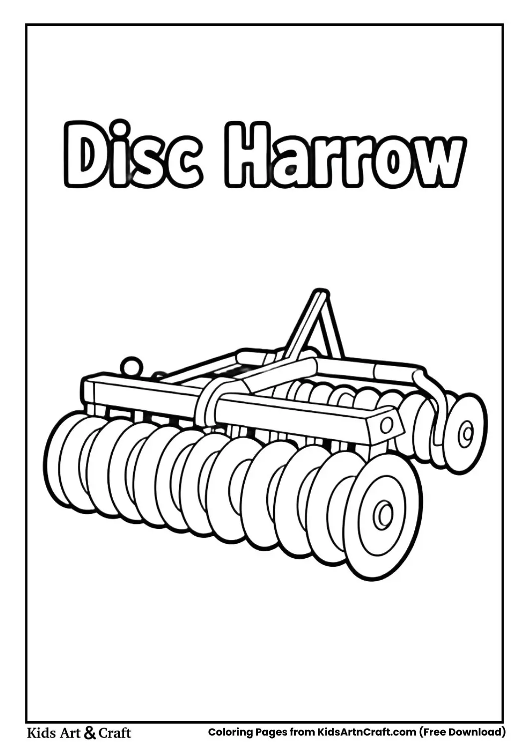 cartoon disc harrow farm equipment coloring page