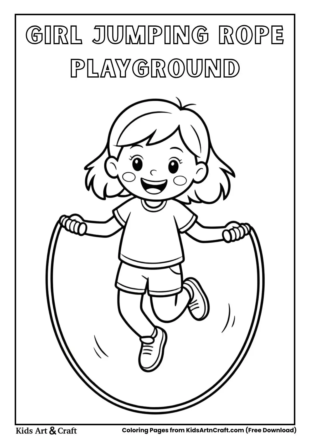 girl jumping rope playground coloring page