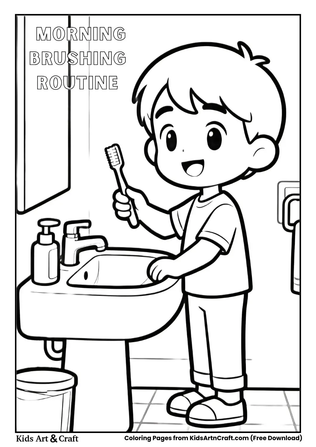 morning brushing at sink