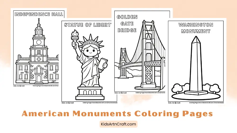 American Monuments Coloring Pages for Kids