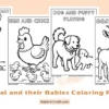 Animal and their Babies Coloring Pages for Kids